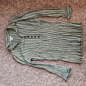 Dress barn, Size 18/20, Green Strip Rayon/Polyester